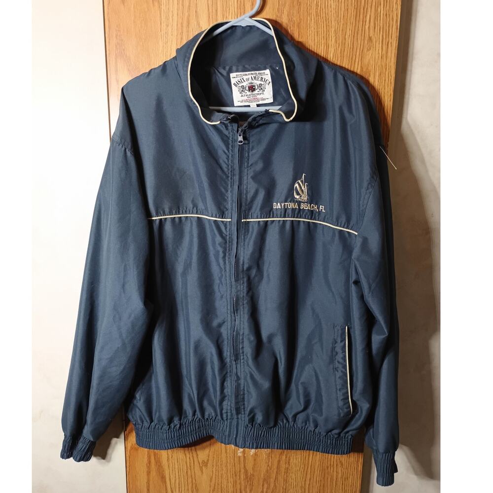 Vintage Daytona Beach Windbreaker Jacket Navy Embroidered Coastal Y2K Mens XL